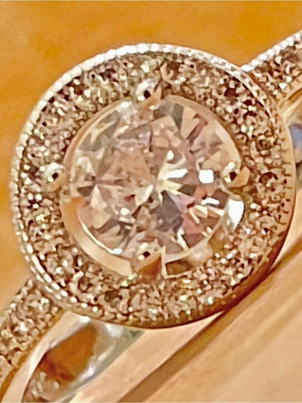 Sparkling Classic Halo Engagement Ring in 935 Silver with Clear Center Stone - Picture 4 of 7